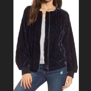 Hinge Quilted Velvet Jacket - Navy